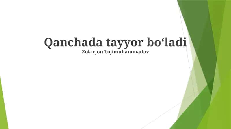 Qanchada tayyor boʻladi 1