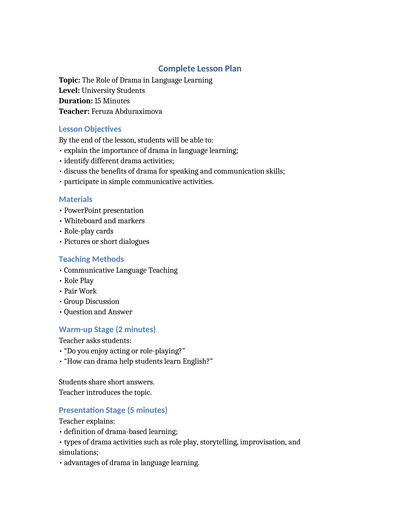 Complete Lesson Plan 1