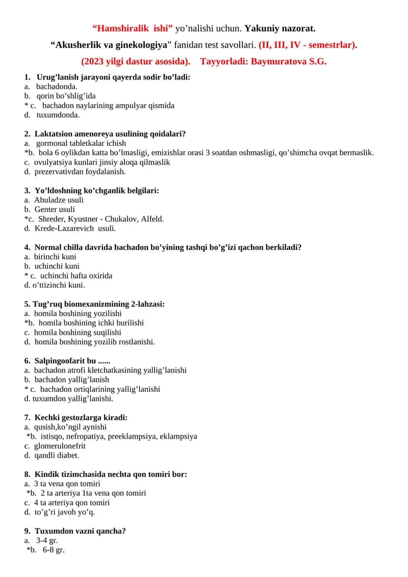 Akusher va ginekologiya test 1