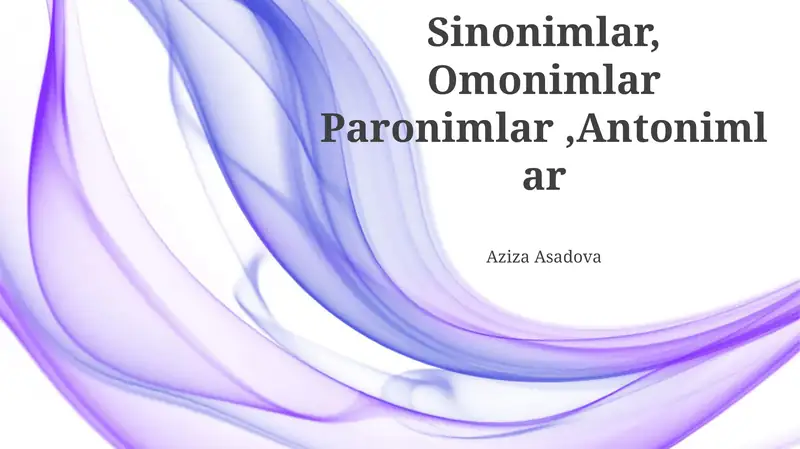 Sinonimlar, Omonimlar Paronimlar 1