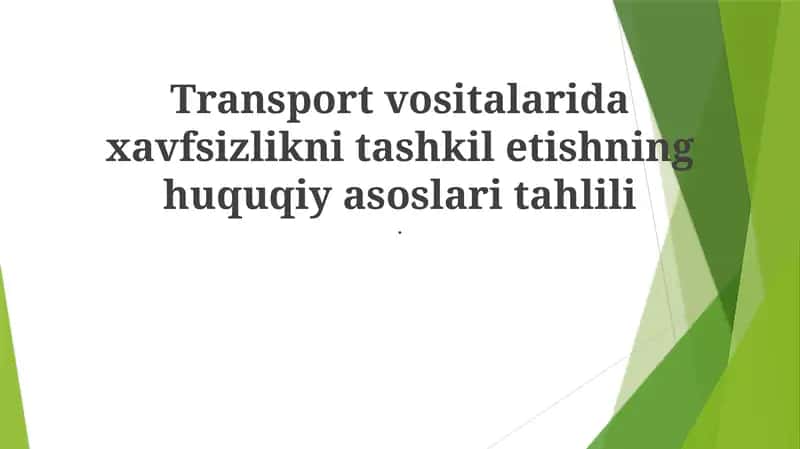 Transport Xavfsizligi Tahlili 1