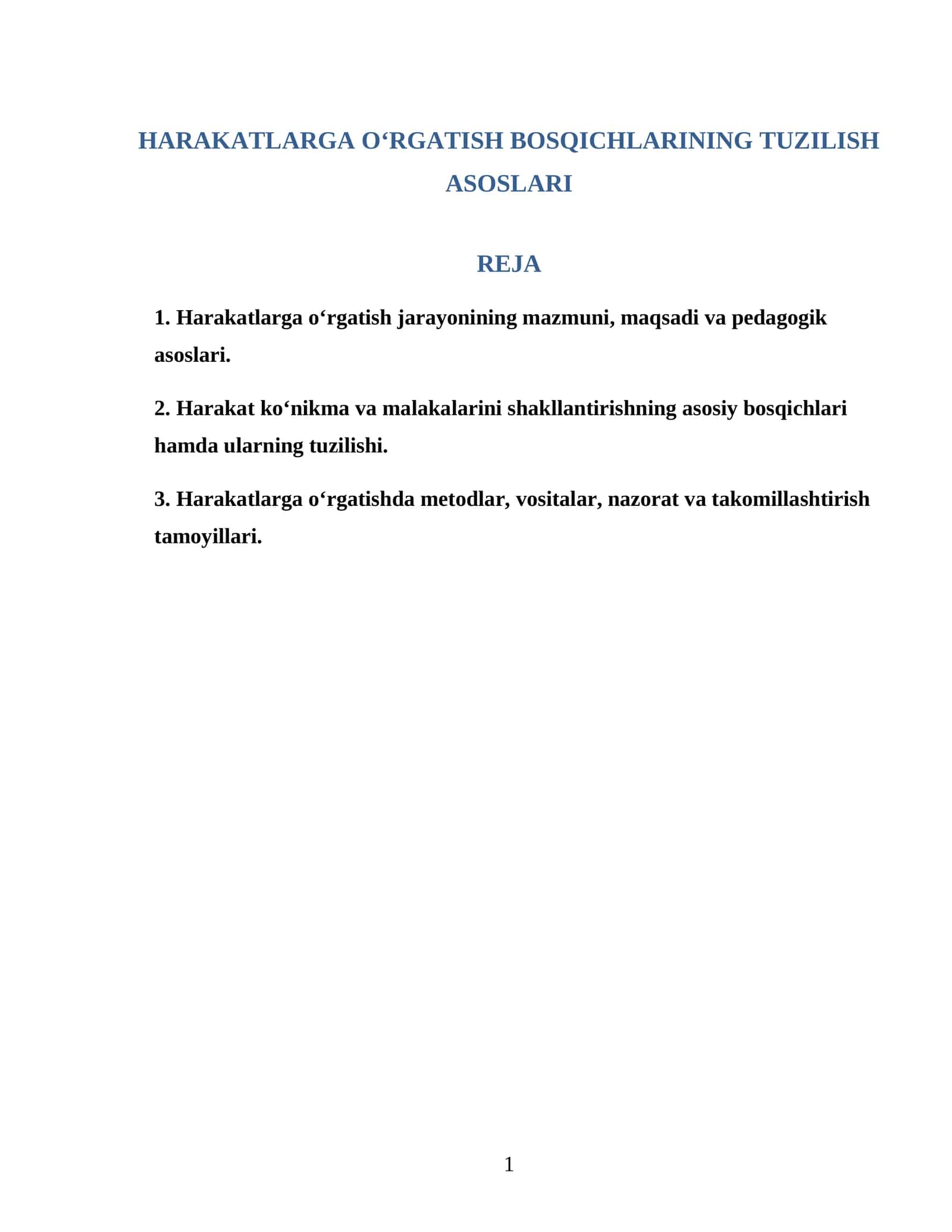 HARAKATLARGA O‘RGATISH BOSQICHLARINING TUZILISH ASOSLARI 1