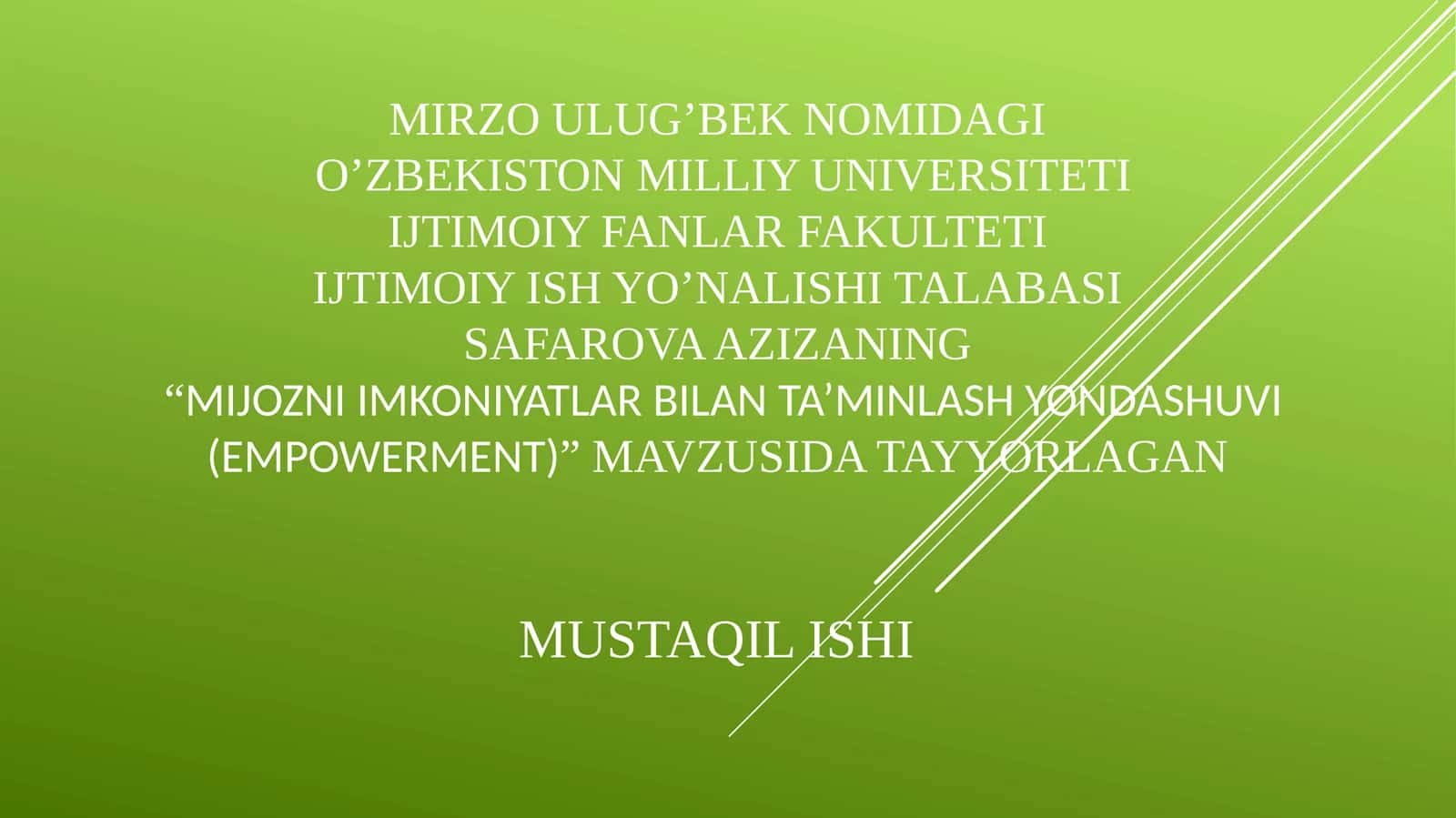 "Mijozniimkoniyatlarbilanta’minlashyondashuvi(Empowerment)" 1