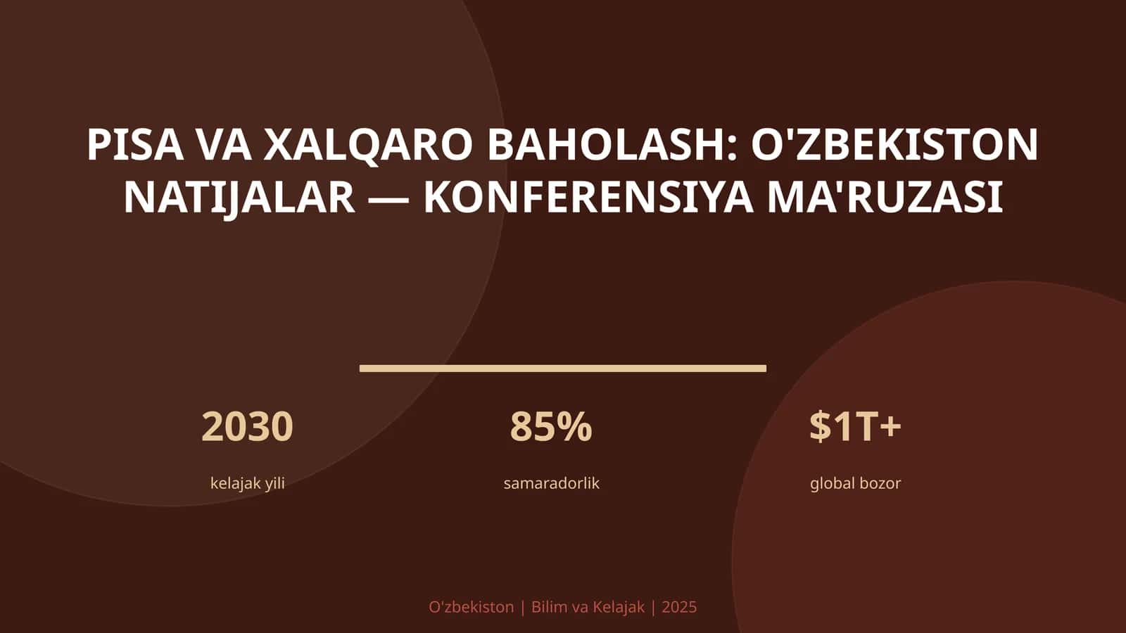PISA VA XALQARO BAHOLASH: O'ZBEKISTON NATIJALAR — KONFERENSIYA MA'RUZASI 1