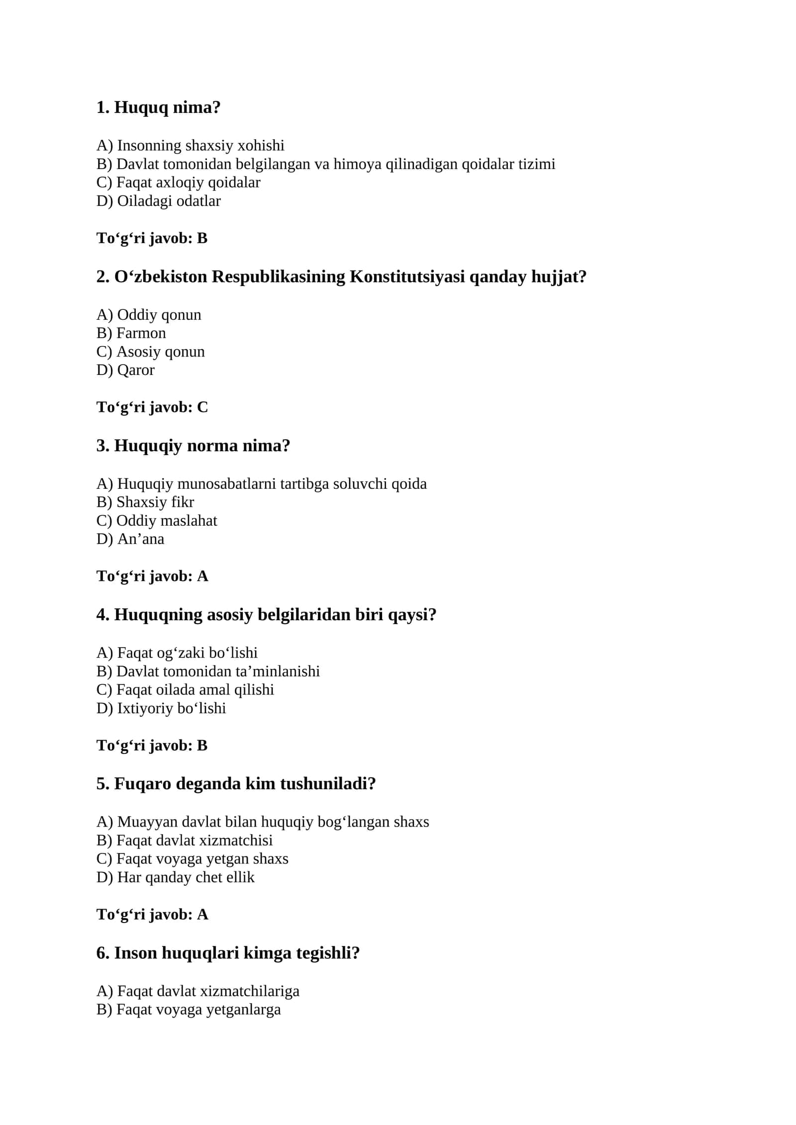 test huquq fanidan 1