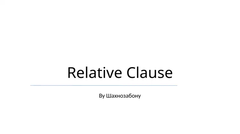 Relative Clause 1
