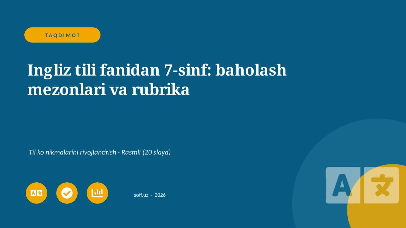 Ingliz tili fanidan 7-sinf: baholash mezonlari va rubrika 1