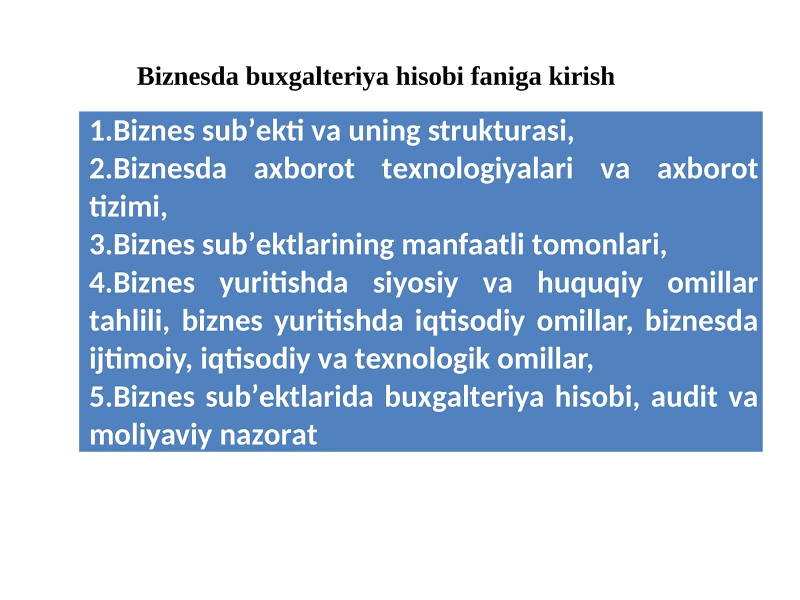Biznesdabuxgalteriyahisobi.O’quv qo’llanma 1