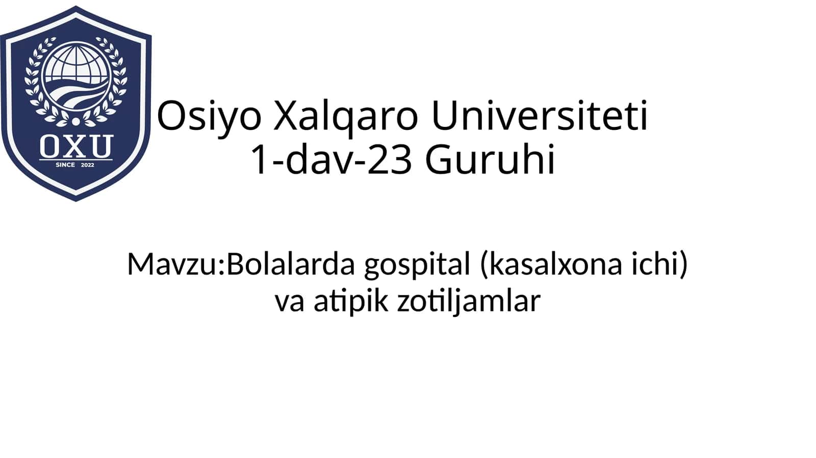 Bolalarda gospital (kasalxona ichi) va atipik zotiljamlar. 1