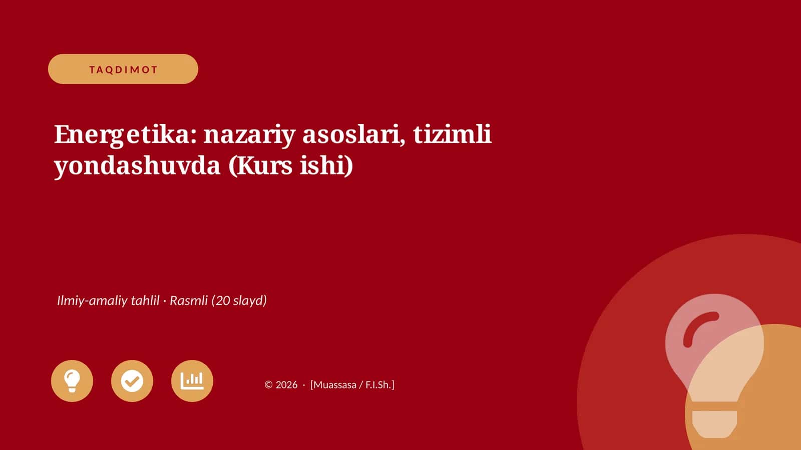 Energetika: nazariy asoslari, tizimli yondashuvda (Kurs ishi) 1