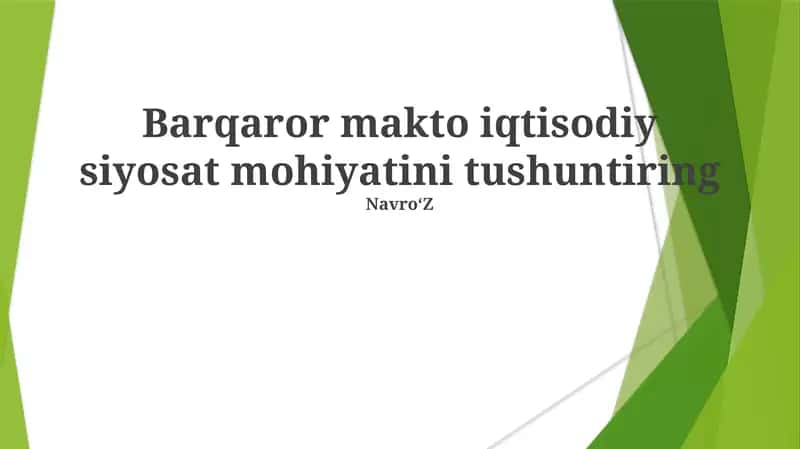 Barqaror makto iqtisodiy siyosat mohiyatini tushuntiring 1