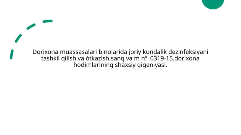 Dorixonamuassasalaribinolaridajoriykundalikdezinfeksiya 1