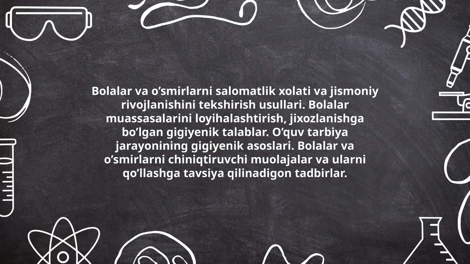 Bolalar va o’smirlarni salomatlik xolati va jismoniy rivojlanishini tekshirish usullari 1
