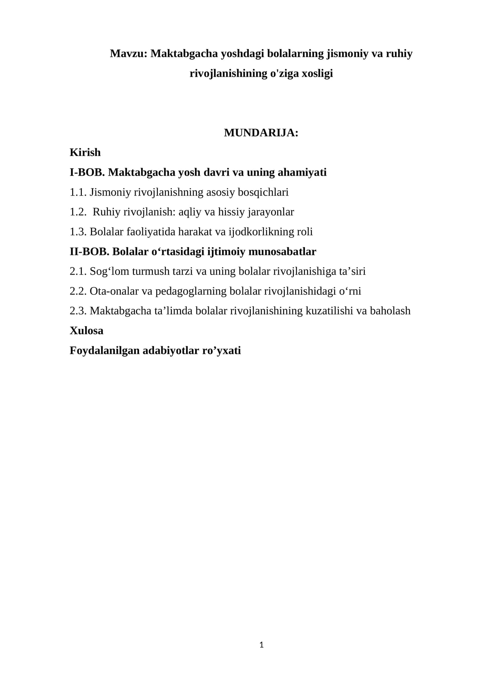 Maktabgacha yoshdagi bolalarning jismoniy va ruhiy rivojlanishining o'ziga xosligi 1