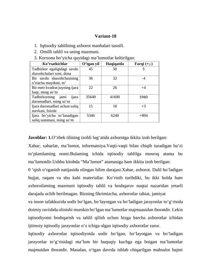Iqtisodiy tahlilning axborot manbalari tasnifi 1