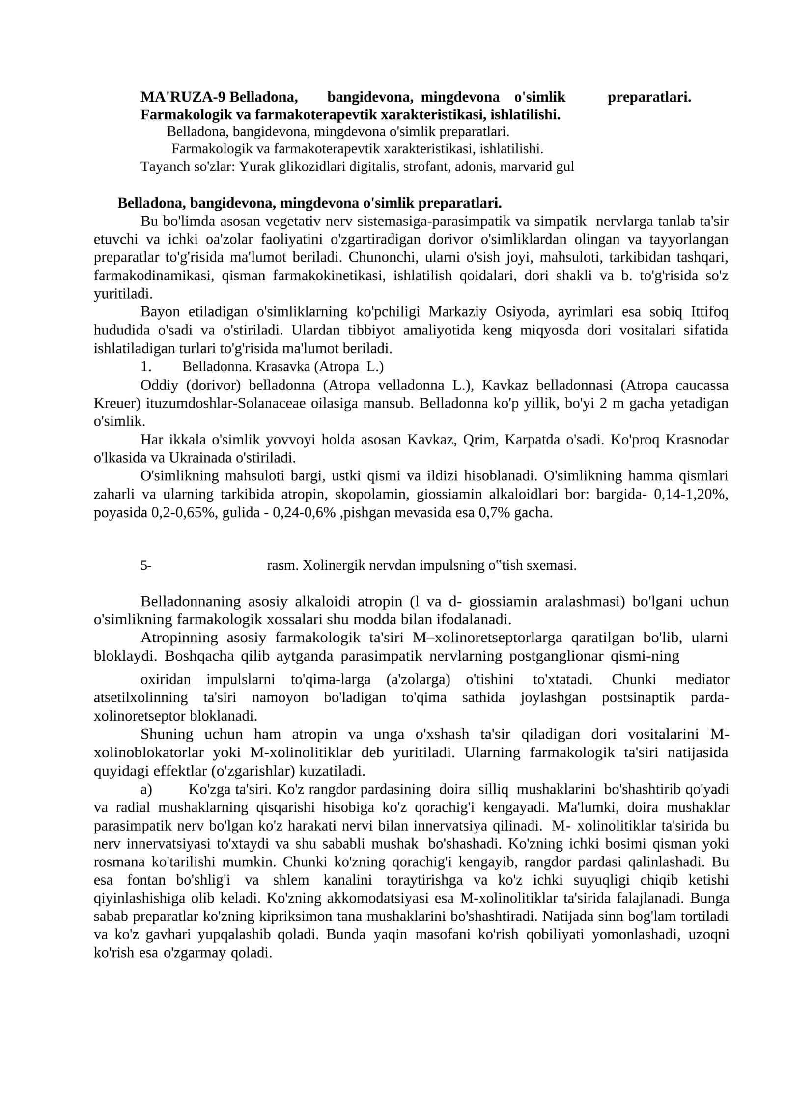 Belladona, bangidevona, mingdevona o'simlik preparatlari 1