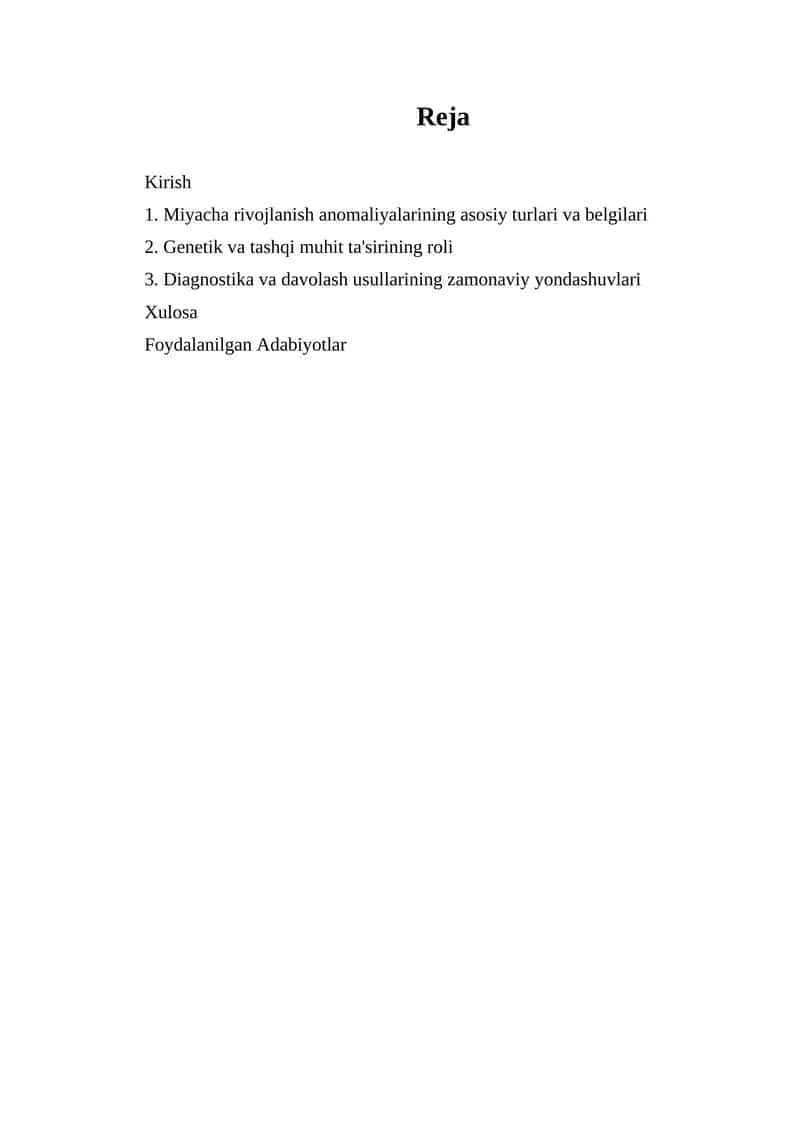 Miyacha rivojlanish anomaliyasi 1
