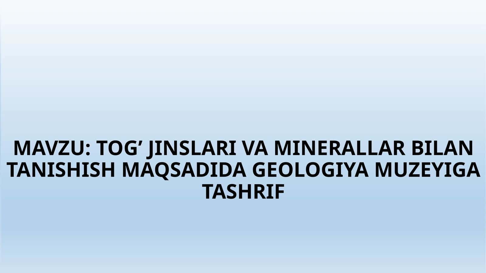 TOG’ JINSLARI VA MINERALLAR BILAN TANISHISH MAQSADIDA GEOLOGIYA MUZEYIGA TASHRIF 1