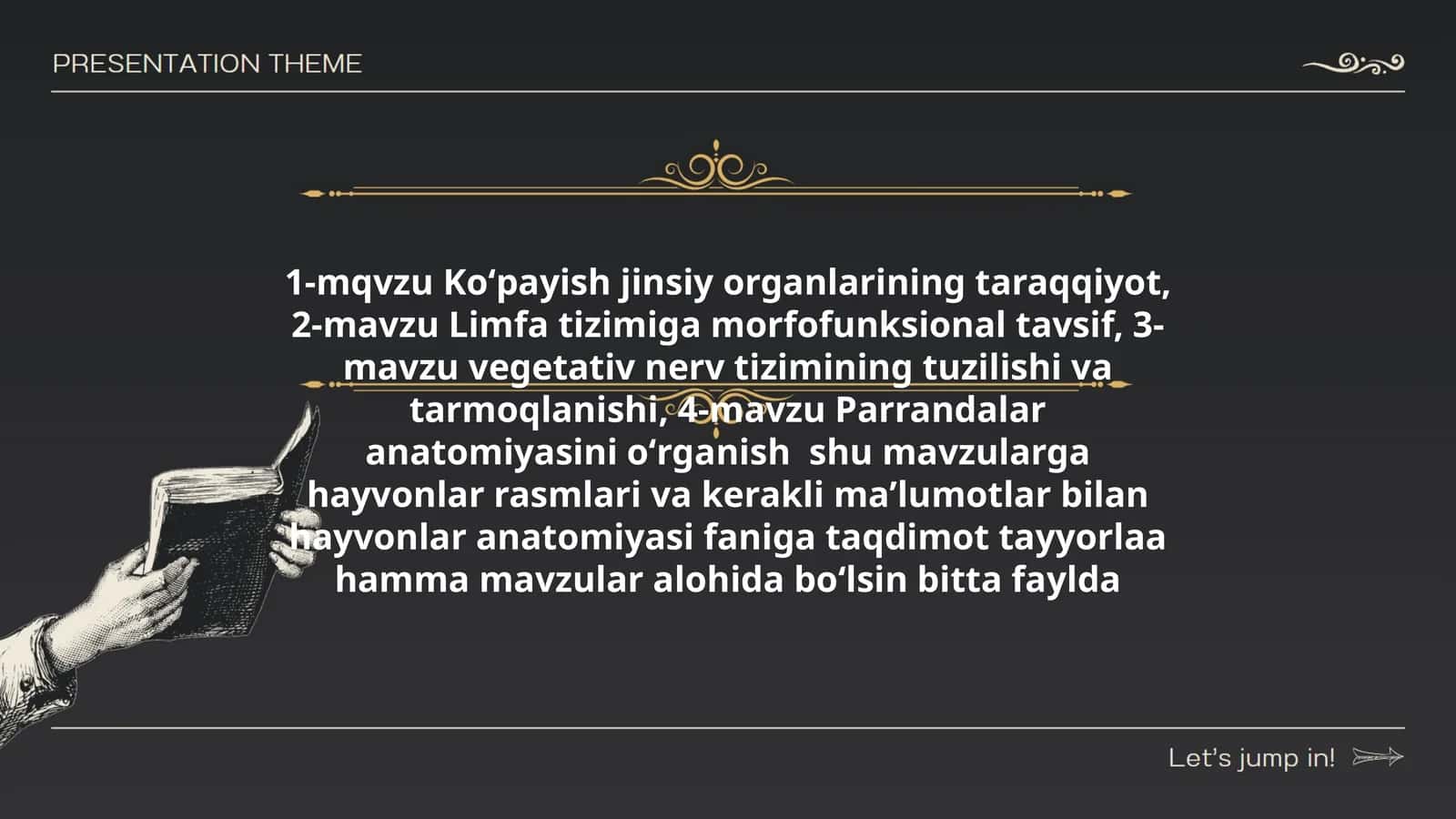 hayvonlar anatomiyasi faniga taqdimot 1