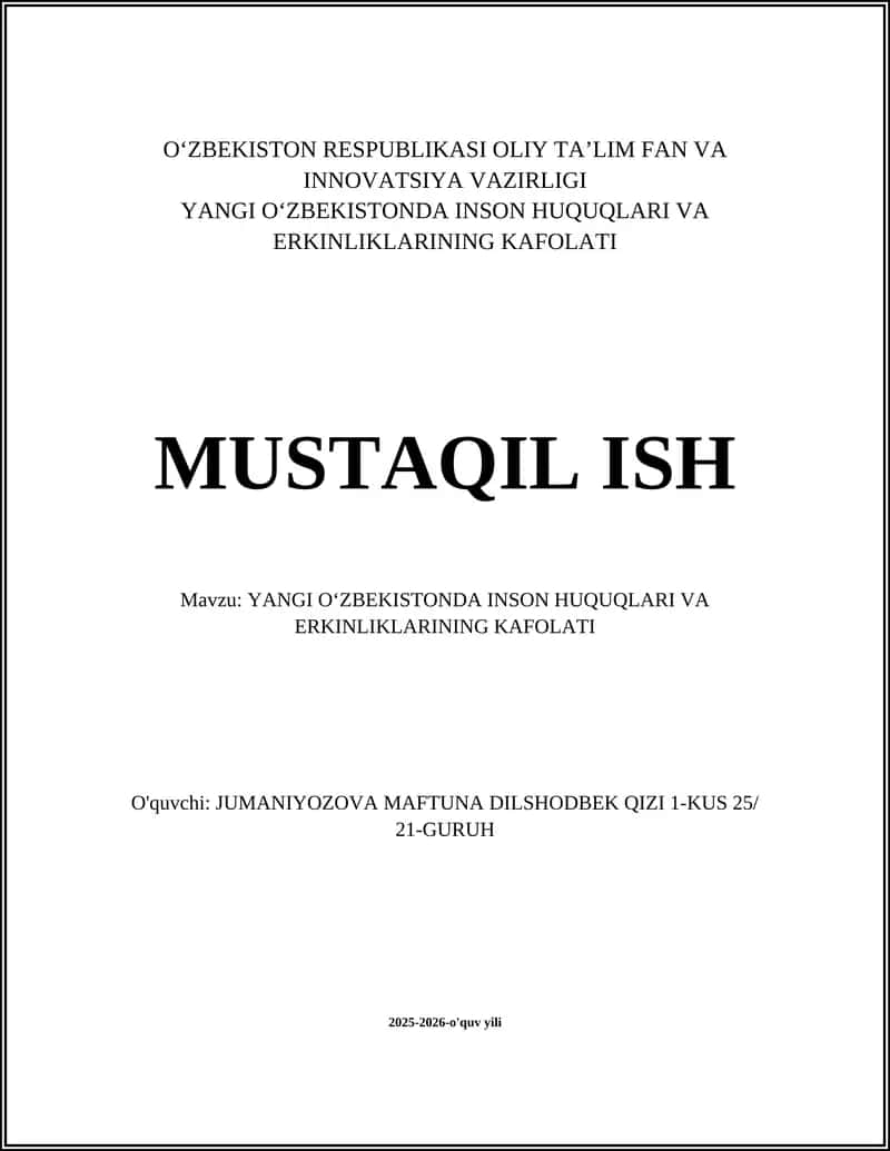 YANGI OʻZBEKISTONDA INSON HUQUQLARI VA ERKINLIKLARINING KAFOLATI 1