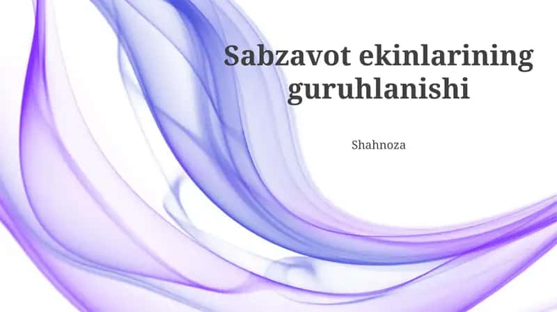 Sabzavot ekinlarining guruhlanishi 1