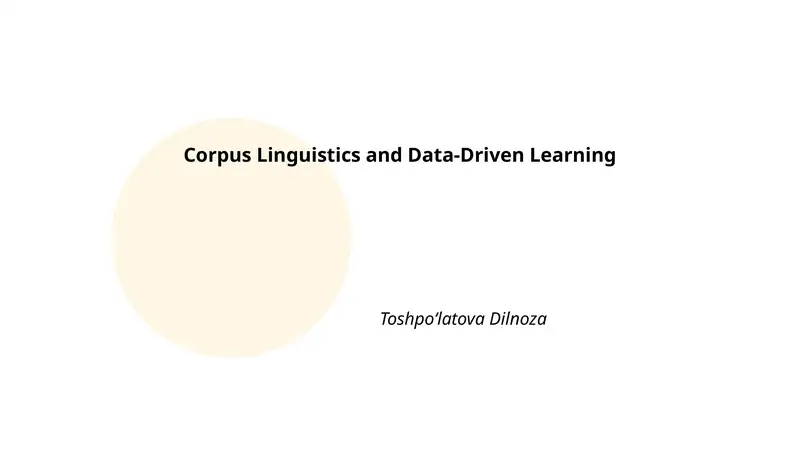 Corpus Linguistics and Data-Driven Learning 1