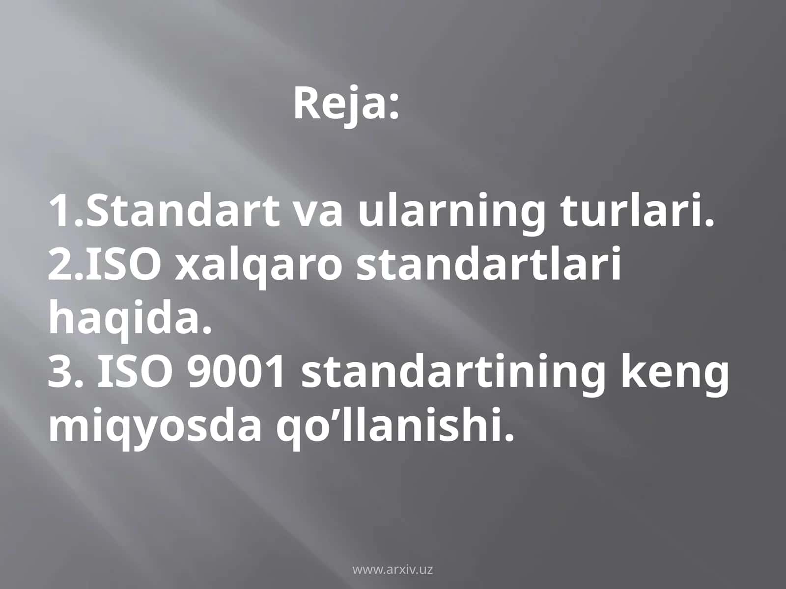 ISO 9001 standartlarining kengmiqyosdaqo’llanishi 1