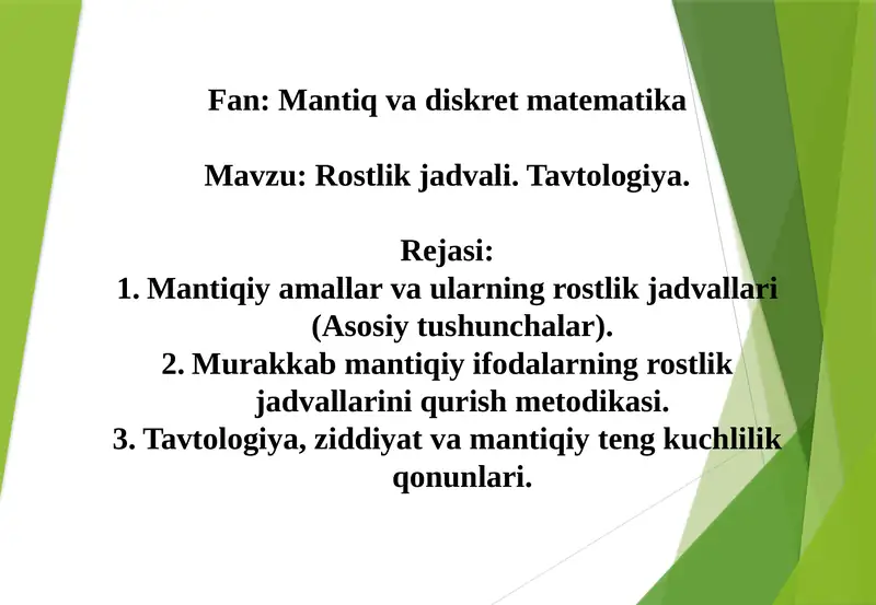 Mantiq va diskretmatematika 1