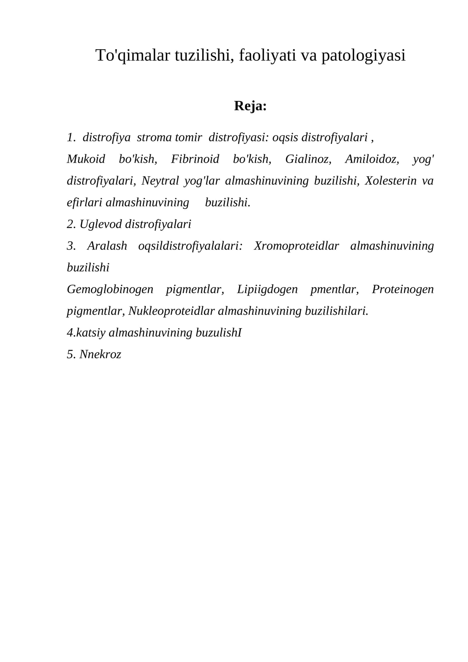 To'qimalar tuzilishi, faoliyati va patologiyasi 1