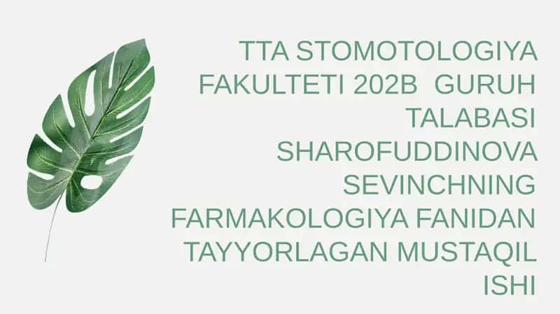 Giyohvandlik va uning asoratlari. Sedativ dori vositalari 1