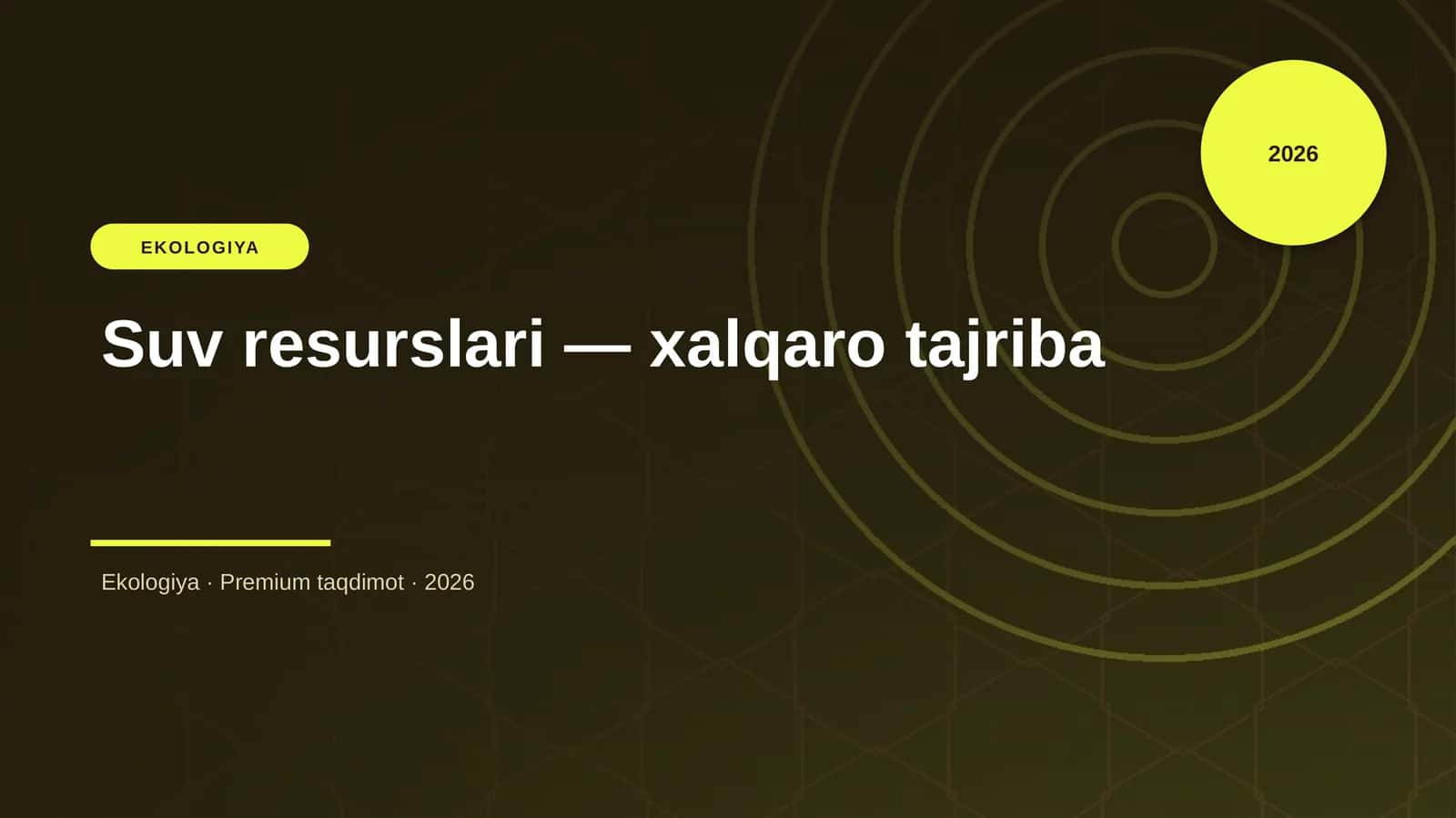 Suv resurslari — xalqaro tajriba 1