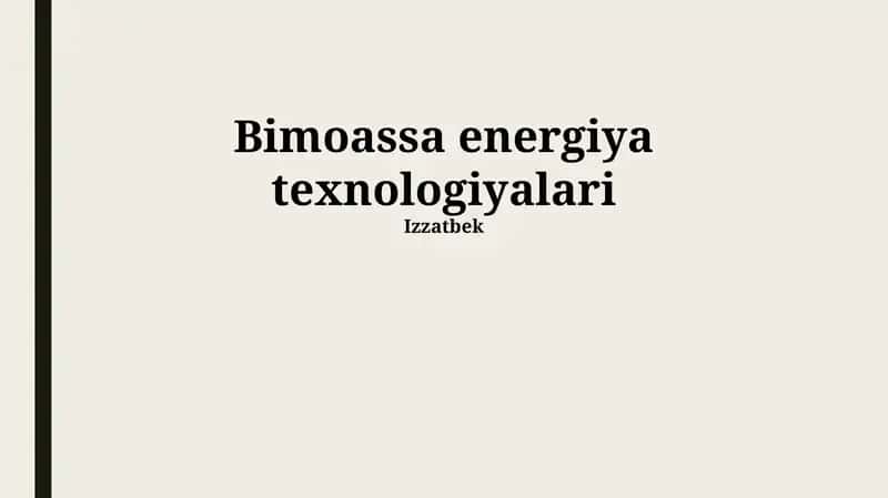 Biomassa Energiya Texnologiyalari 1