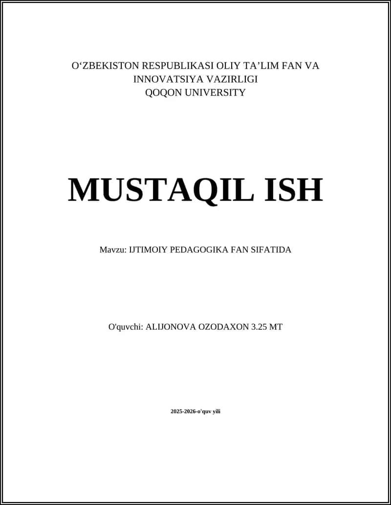 Ijtimoiy Pedagogika Fan Sifatida 1