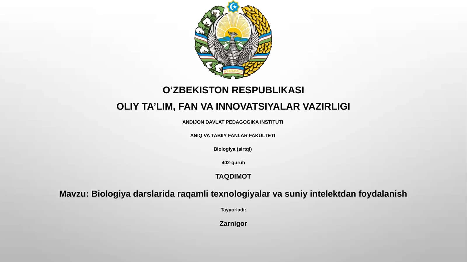 Biologiya darslarida raqamli texnologiyalar va suniy intelektdan foydalanish 1