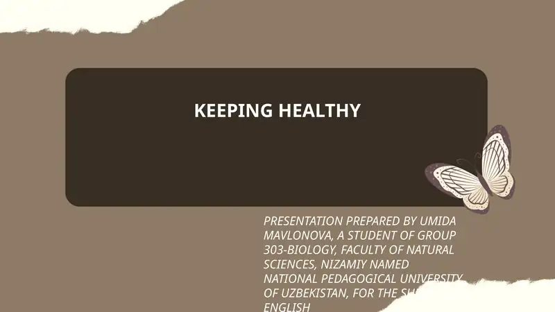 Keeping Healthy 1