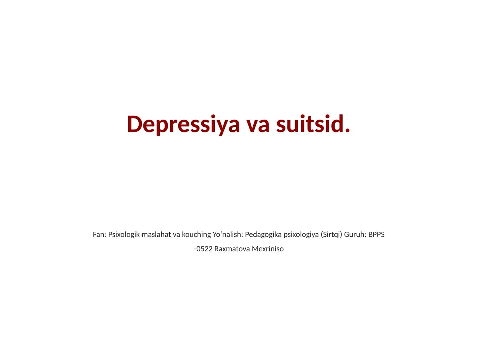 Depressiya va suitsid 1