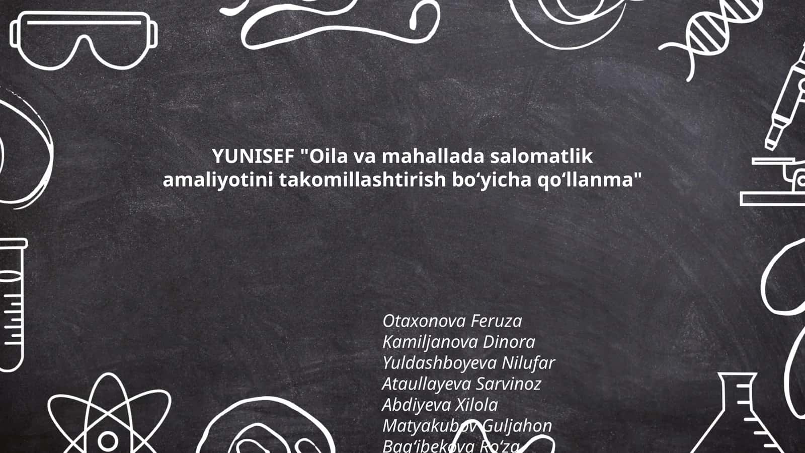 YUNISEF "Oila va mahallada salomatlik amaliyotini takomillashtirish boʻyicha qoʻllanma" 1