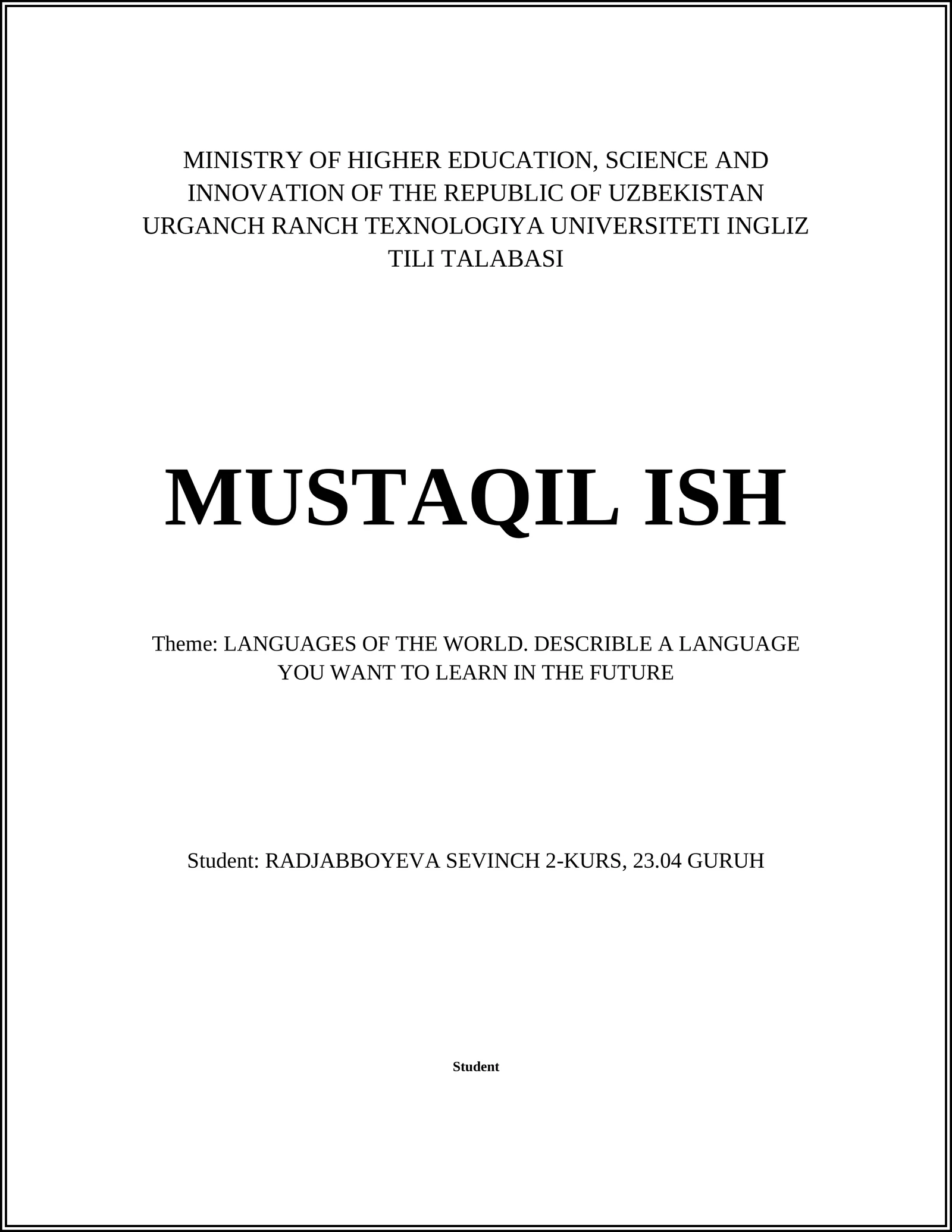 LANGUAGES OF THE WORLD 1