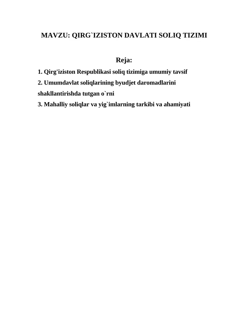 Qirg'iziston soliq tizimi 1