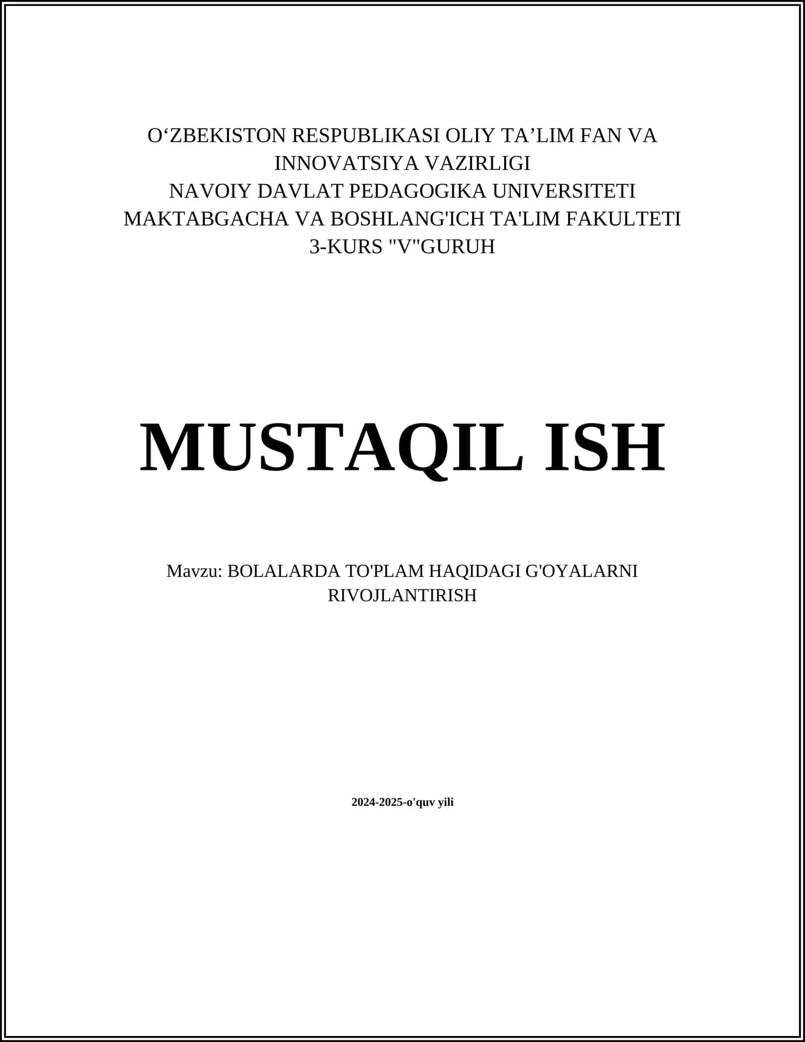 Matematik tushunchalari rivojlantirish 1