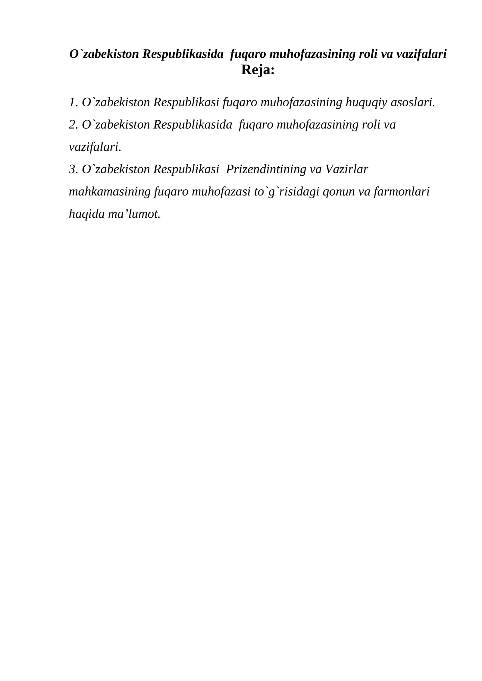 O`zabekiston Respublikasida fuqaro muhofazasining roli va vazifalari 1