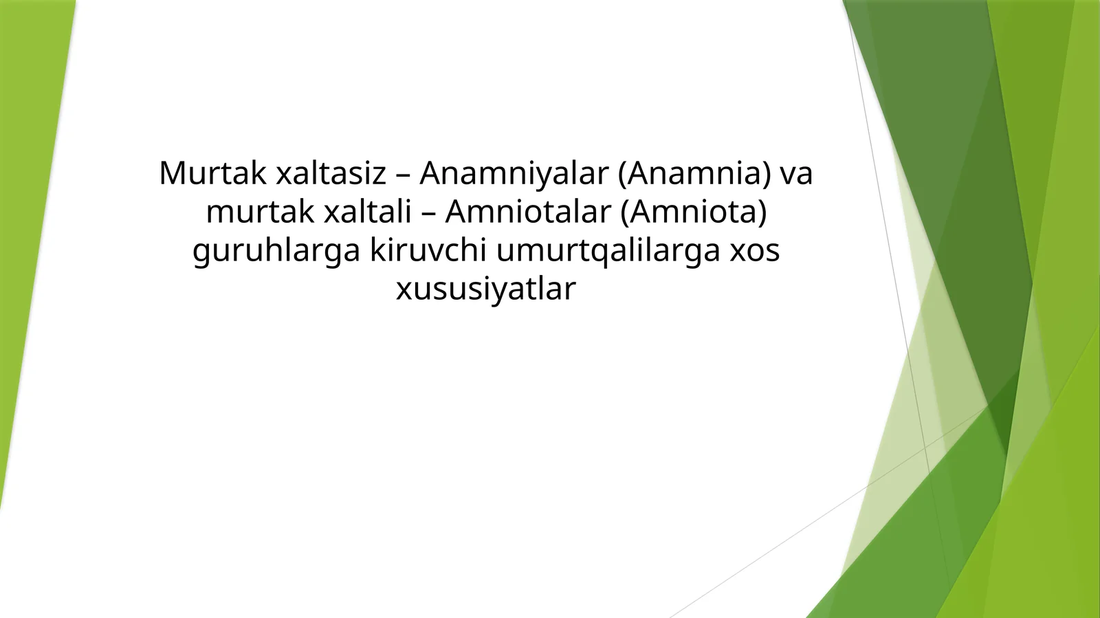 Murtakxaltasiz–Anamniyalar va Murtakxaltali–Amniotalar 1