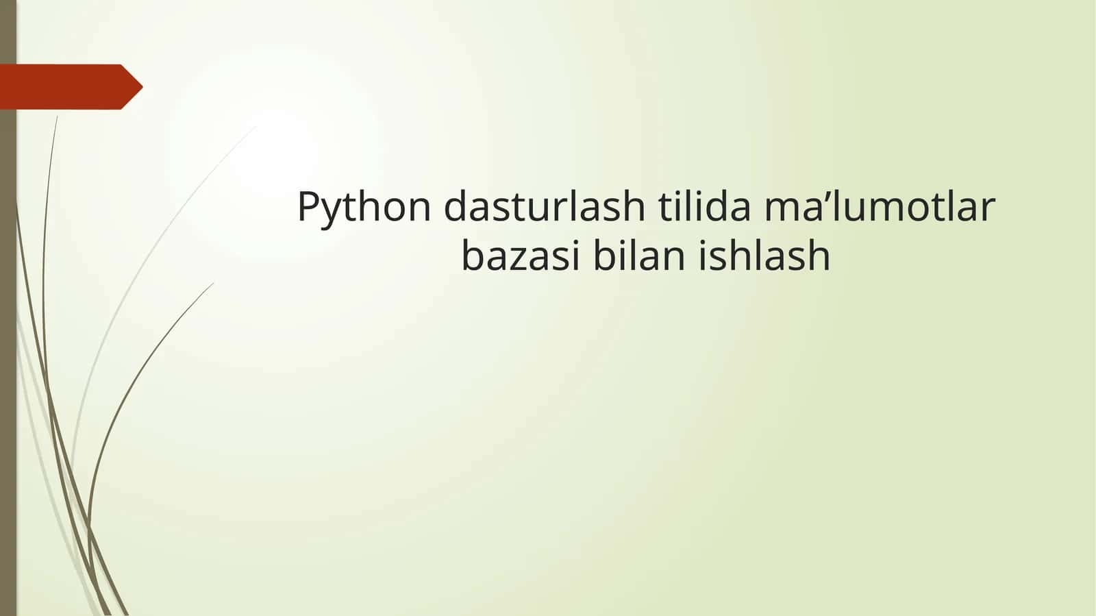 Python dasturlash tilida ma’lumotlar bazasi bilan ishlash 1