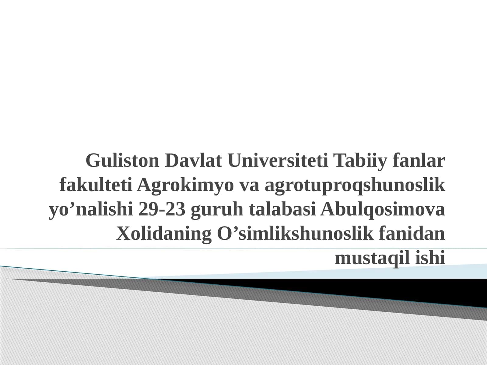 Agrokimyo va agrotuproqshunoslik savollari 1