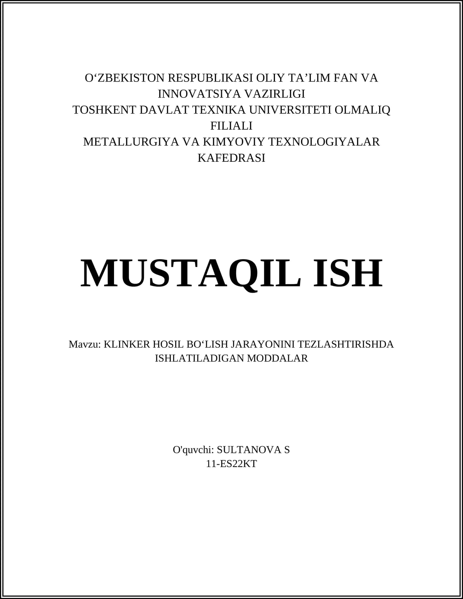 KLINKER HOSIL BO‘LISH JARAYONINI TEZLASHTIRISHDA ISHLATILADIGAN MODDALAR 1
