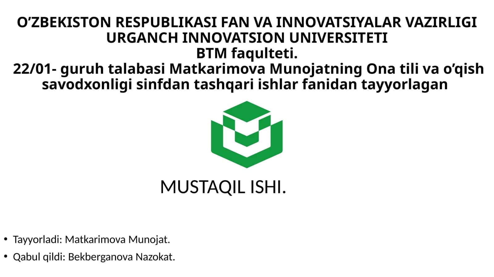 BOSHLANG‘ICH SINFLARDA TURLI BAYRAM TADBIRLARI REJASINI TUZISH 1