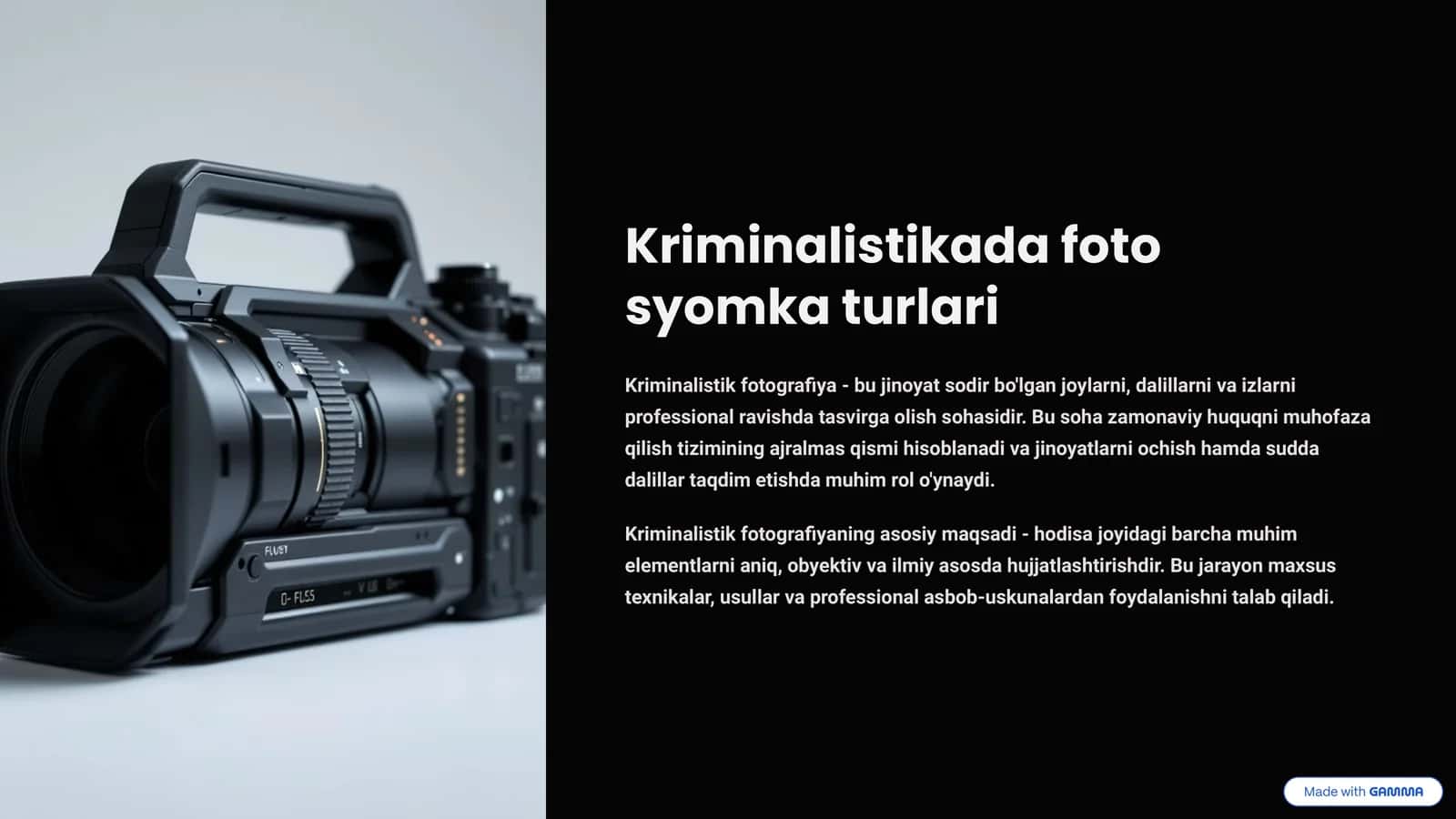 Kriminalistikada foto syomka turlari 1