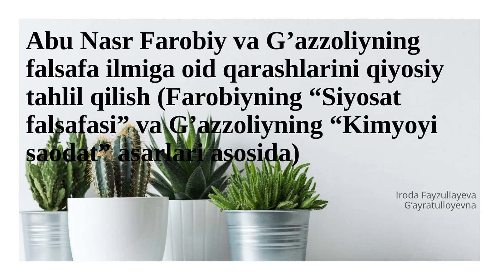 Abu Nasr Farobiy va G’azzoliyning falsafa ilmiga oid qarashlarini qiyosiy tahlil qilish (Farobiyning “Siyosat falsafasi” va G’azzoliyning “Kimyoyi saodat” asarlari asosida) 1