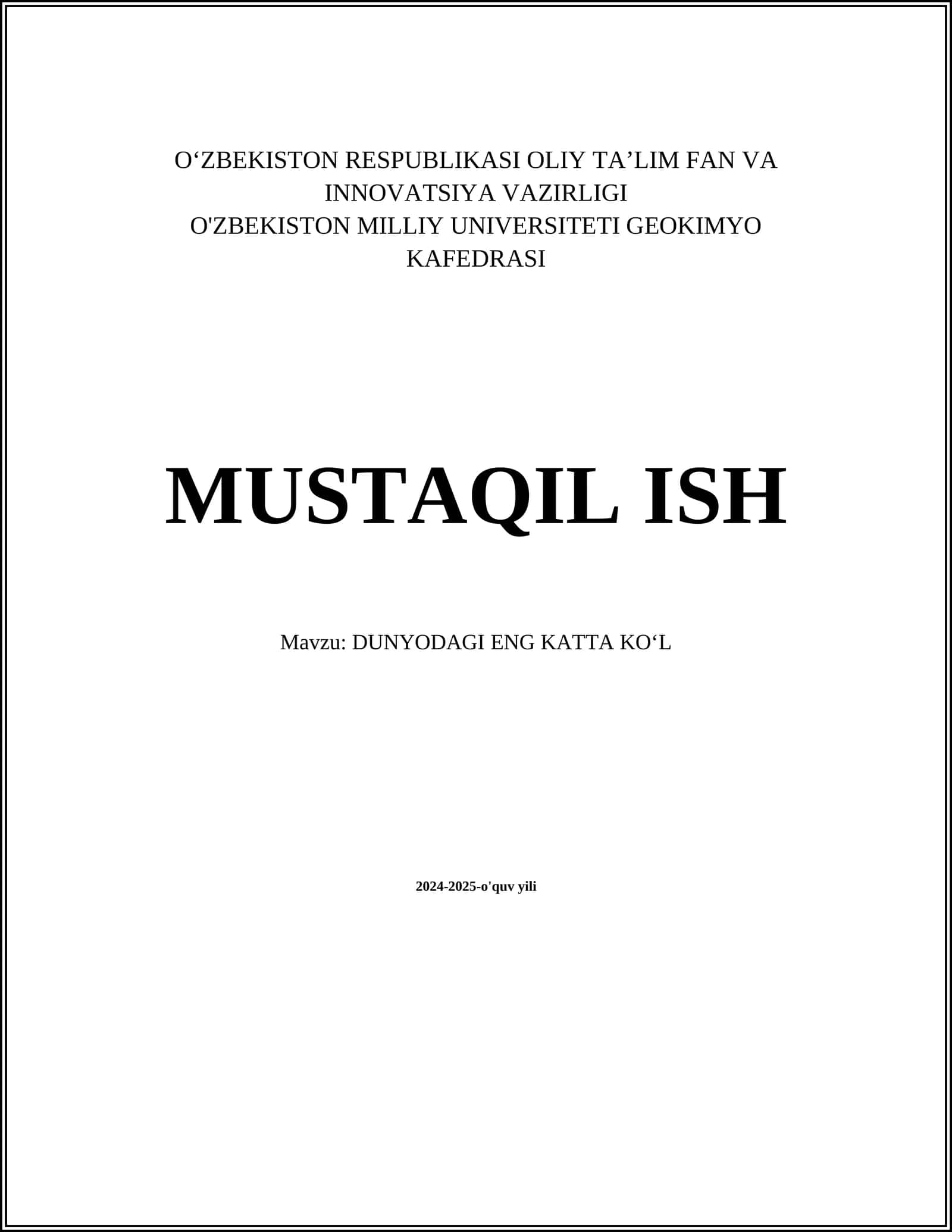 DUNYODAGI ENG KATTA KOʻL 1