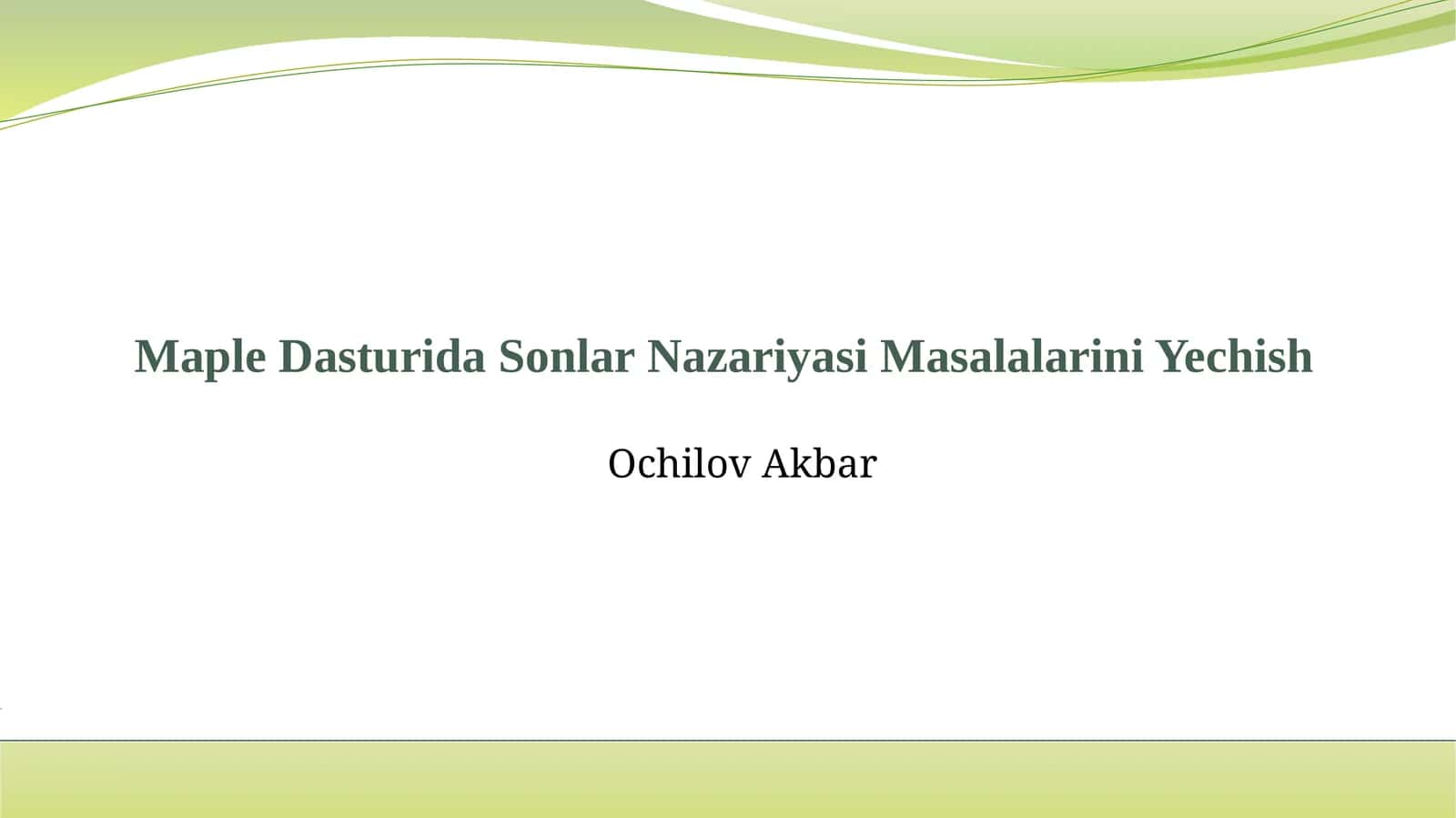 Maple Dasturida Sonlar Nazariyasi Masalalarini Yechish 1